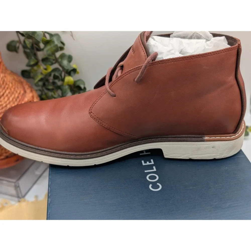 Men's Cognac Leather Chukka Boots Cole Haan GO-TO Lace Size 12M Woodbury C36528